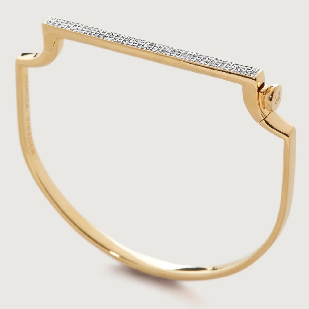 Monica Vinader Signature Thin Diamond Bangle 18k Gold Vermeil & Diamond